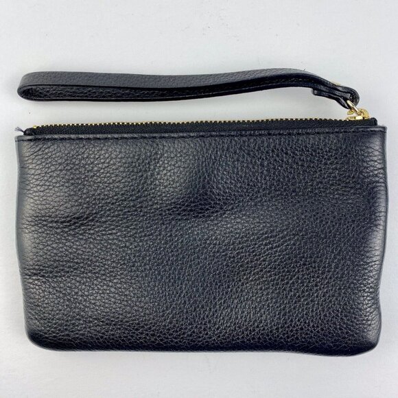 Kate Spade NY black pebbled leather wristlet, zippered small pouch, 6" x 4" - Picture 3 of 7